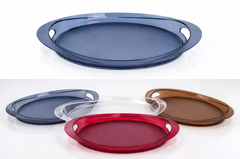 Pieza plástica producida por el molde para una bandeja ovalada
