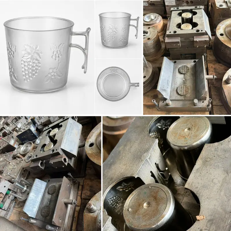 Injection mold for a mug with grape relief — view 5