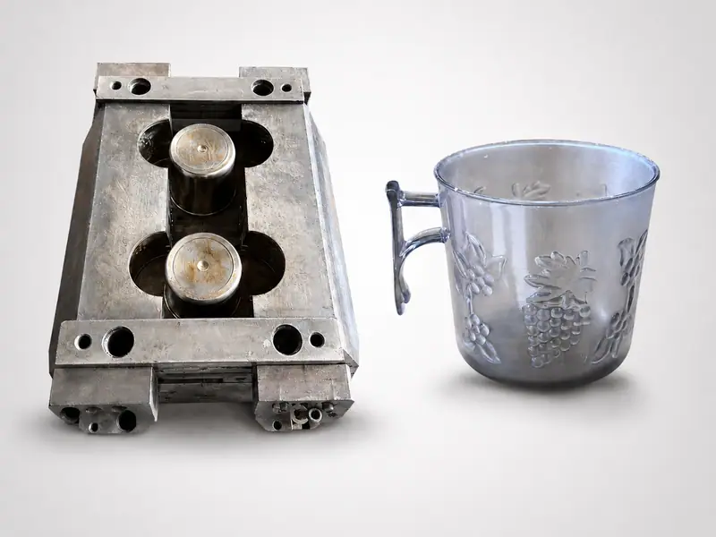 Injection mold for a mug with grape relief — view 6