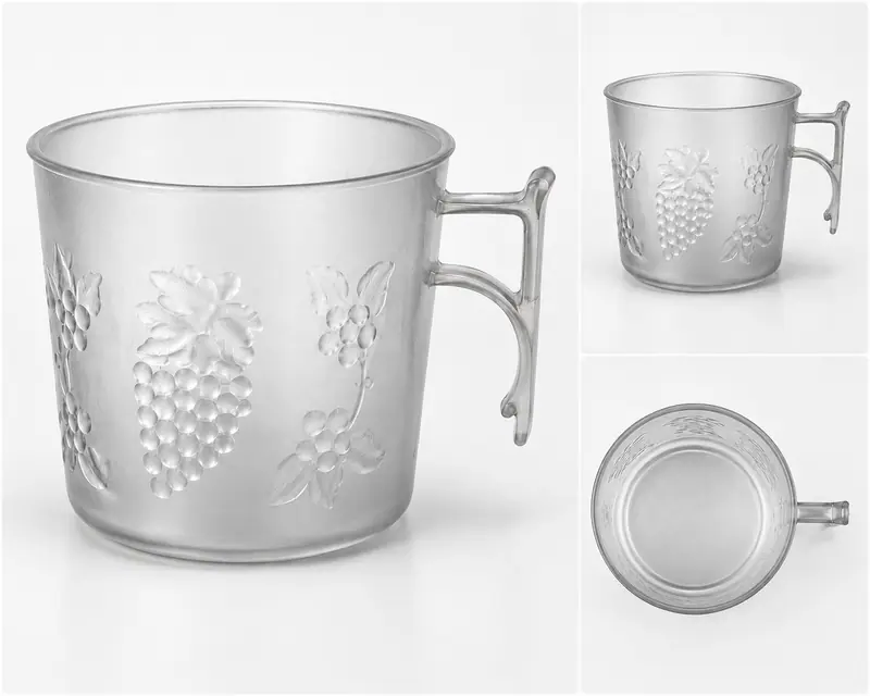 Plastic part injected from the mold for a mug with grape relief — detail 2